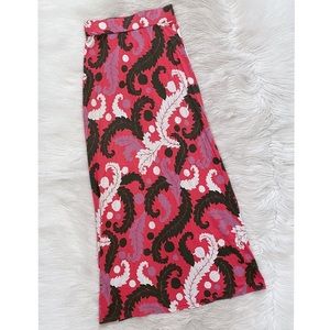 Boden Pink Leaf Print Jersey Maxi Skirt